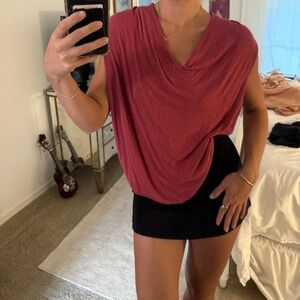 Elegant Red Cowl NeckTop